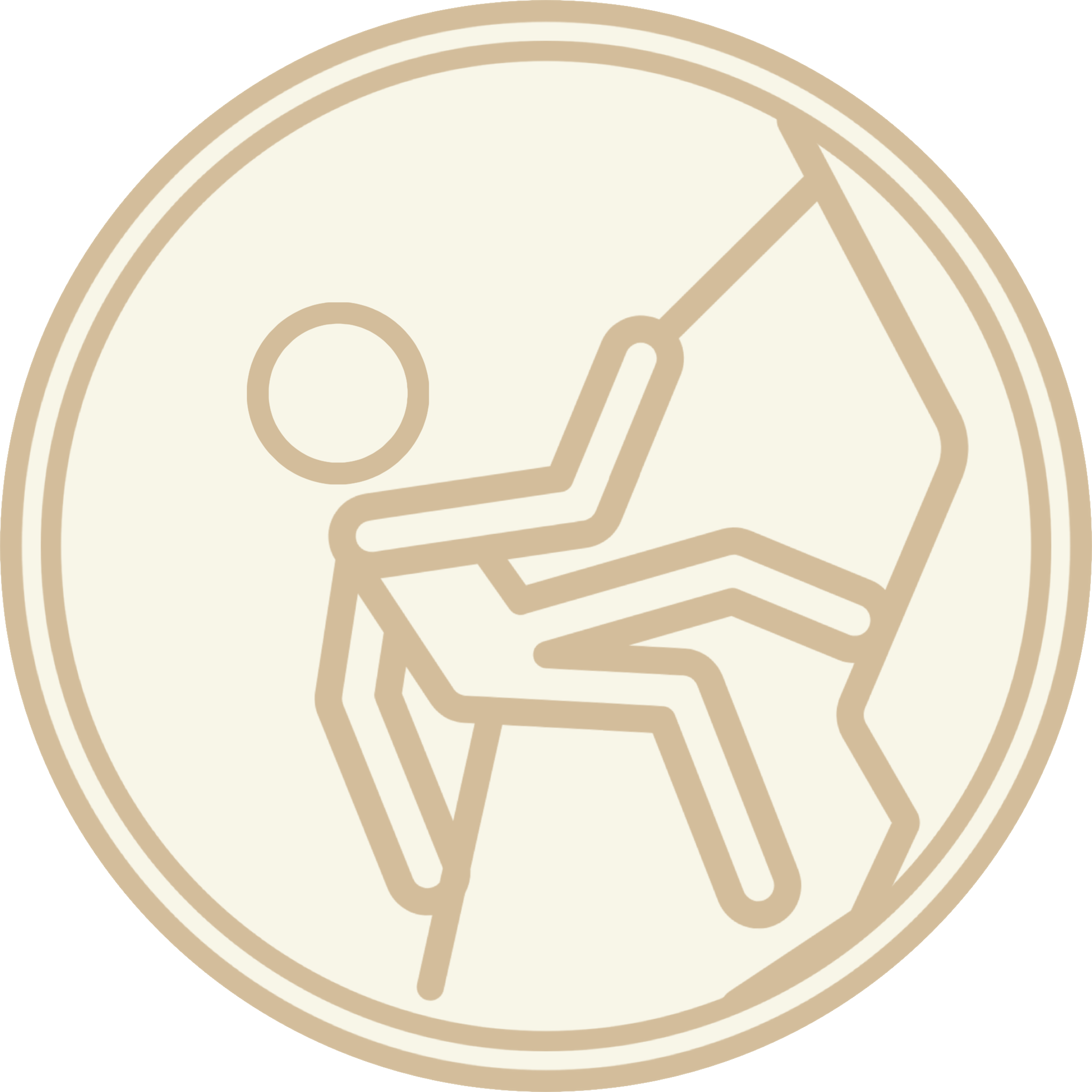 A minimalist rock climber icon in beige and cream tones, symbolizing determination and outdoor exploration.