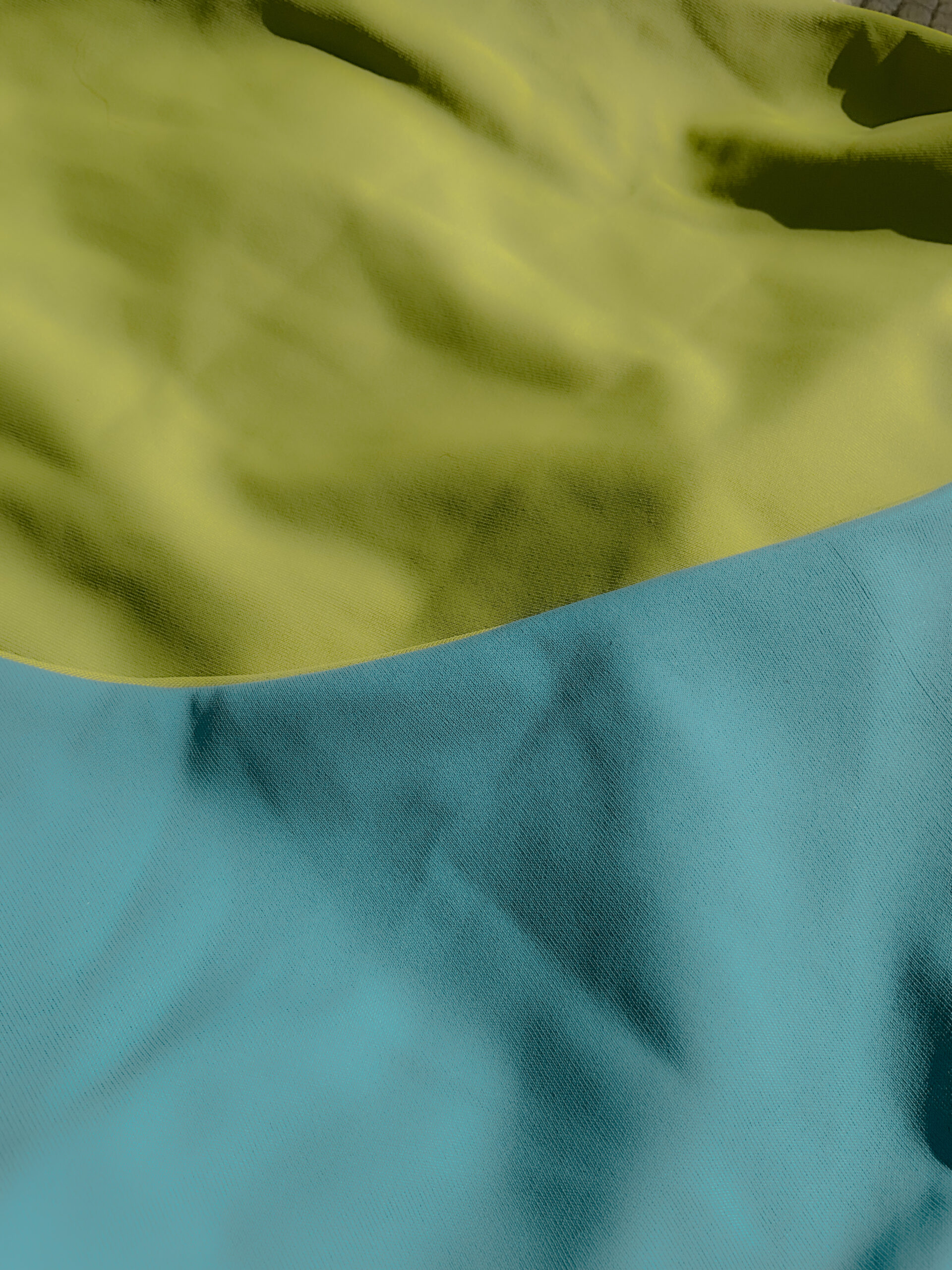 Cocou Conscious Couture’s Forestwater reversible bikini fabric in deep green and ocean blue tones.