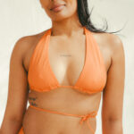 Orange and bright green reversible multiway bikini top by COCOU